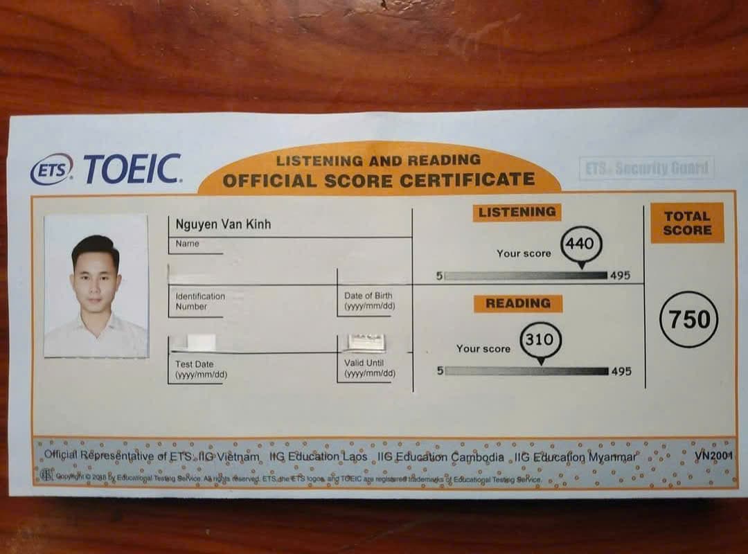 Nguyễn Văn Kinh – Học viên tại DMAX - Học chắc thi đạt TOEIC